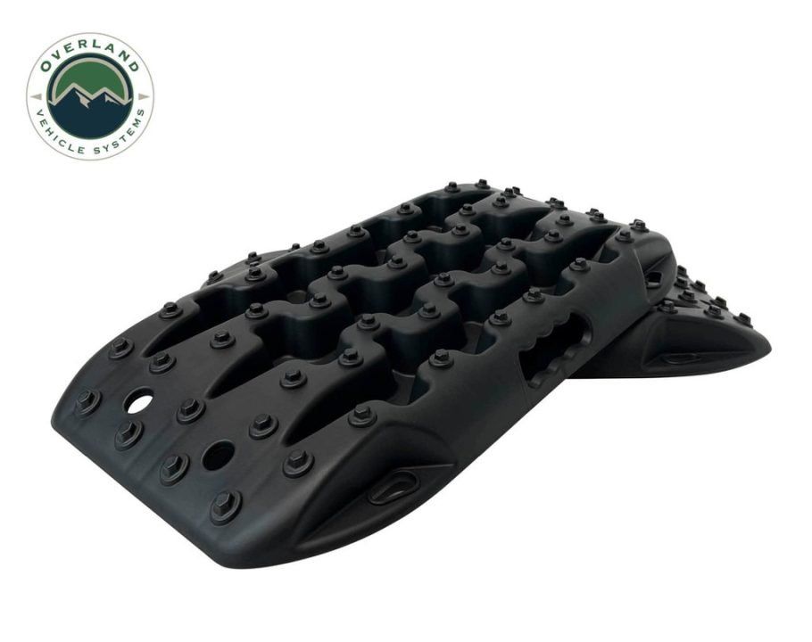 Overland Vehicle Systems Recovery Ramp With Pull Strap and Storage Bag Black/Black Universal
